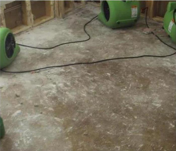 cleaned floor with green drying equipment 