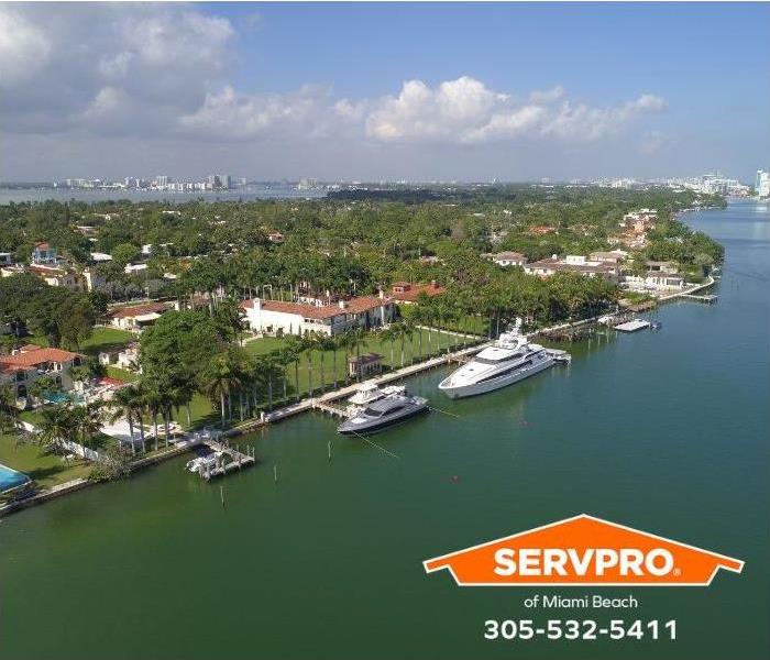 An aerial view of La Gorce Island in Miami Beach, Florida, is shown.