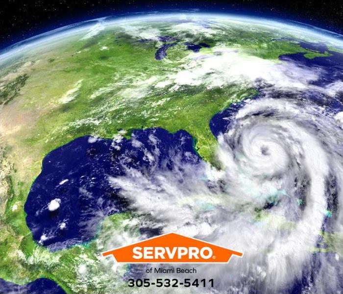 A satellite view of a hurricane is seen approaching Florida.
