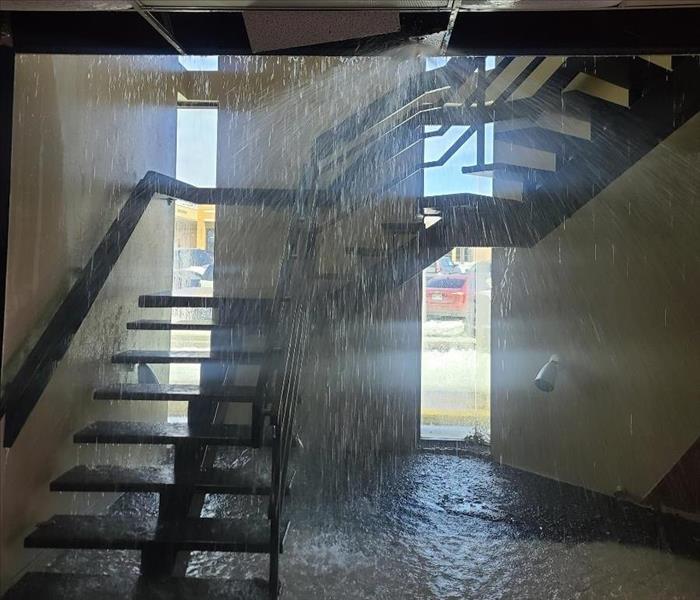 a flooded stairway
